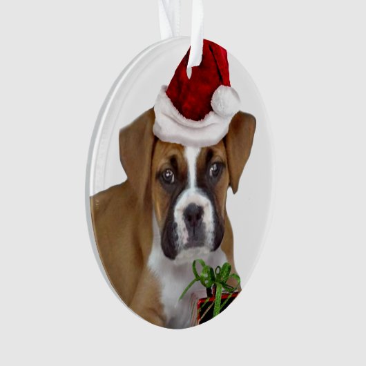 Weihnachtsboxerwelpe Ornament (Vorderseite)