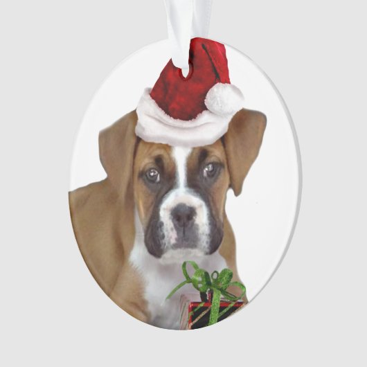Weihnachtsboxerwelpe Ornament (Vorderseite)
