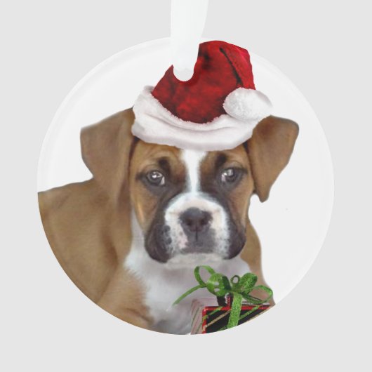 Weihnachtsboxerwelpe Ornament (Vorderseite)