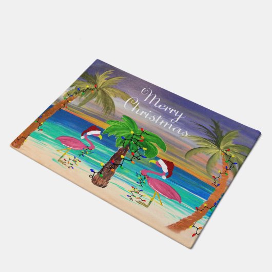 Weihnachtsbramingos und Palmen an der Küste Fußmatte (Schrägansicht)