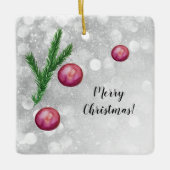 Weihnachtsbranchen und -bälle Wasserfarbe Keramikornament (Vorderseite)