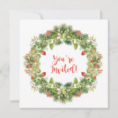 Weihnachtsbrand Berries Blume Holly Pine Einladung (Vorderseite)