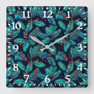 Weihnachtsbrand-Muster-82397 Quadratische Wanduhr