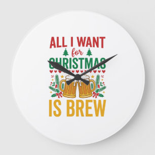 Weihnachtsbrau-Getränkedesign für Feiertage Große Wanduhr
