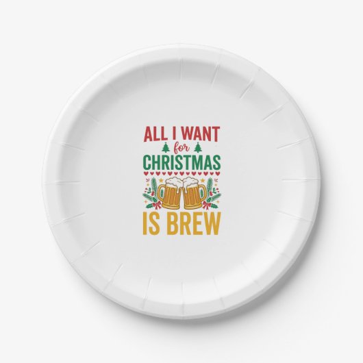 Weihnachtsbrau-Getränkedesign für Feiertage Pappteller (Vorderseite)