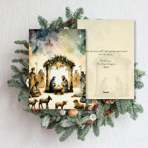 Weihnachtsbrauch der Geburt Christi Folien Feiertagskarte