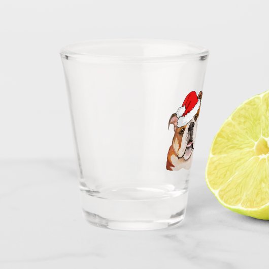 Weihnachtsbraun-Art-Bulldog-Wigglebutt Schnapsglas (Links)