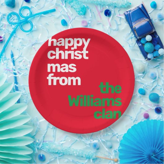 Weihnachtsbraun minimale moderne Party rot grün Pappteller (Party)