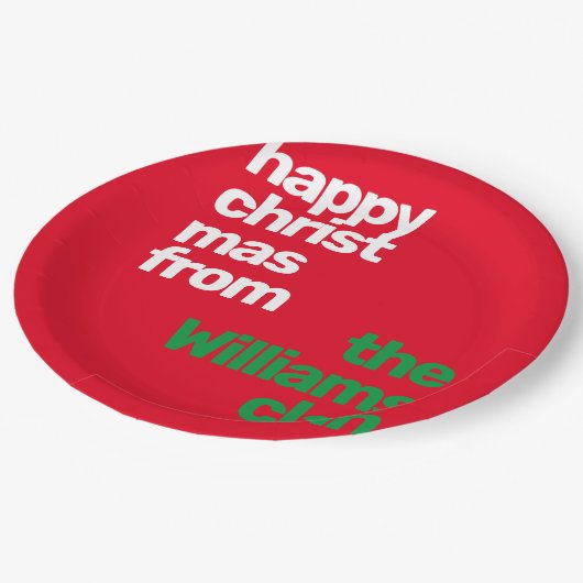 Weihnachtsbraun minimale moderne Party rot grün Pappteller (Schrägansicht)