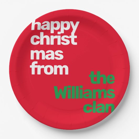 Weihnachtsbraun minimale moderne Party rot grün Pappteller (Vorderseite)