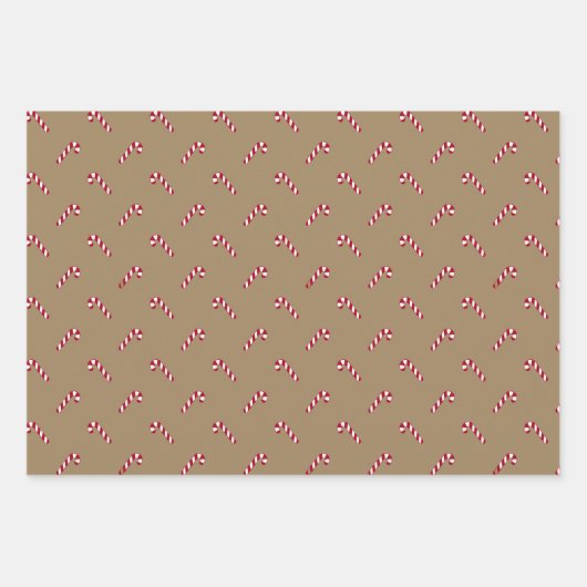 Weihnachtsbraun-rustikales Zuckerrohrmuster Geschenkpapier Set (Vorderseite 3)