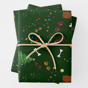 Weihnachtsbräune Weihnachtsmannmütze Geschenkpapier Set