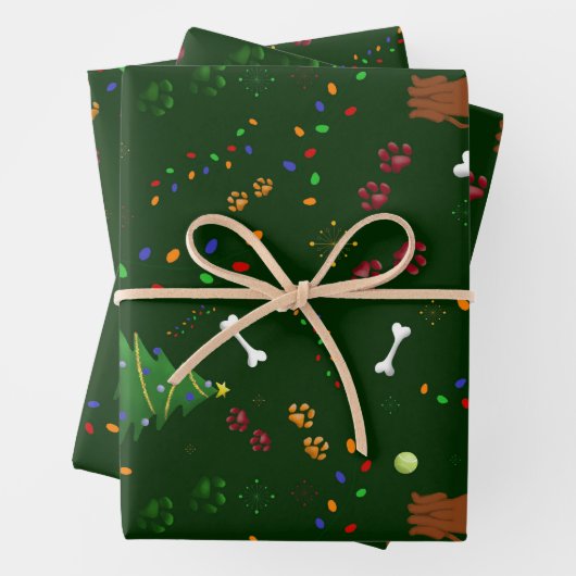Weihnachtsbräune Weihnachtsmannmütze Geschenkpapier Set (Beispiel)