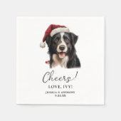 Weihnachtsbräuner Collie Dog Personalisiert Cheers Serviette (Vorderseite)