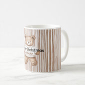 Weihnachtsbrauner Creme-Teddybär mit Streifen Kaffeetasse (VorderseiteRechts)
