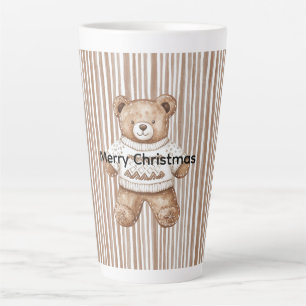 Weihnachtsbrauner Creme-Teddybär-Streifen Milchtasse