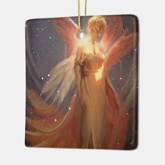 Weihnachtsbrennengel Keramikornament (Links)