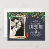 Weihnachtsbrett Save the Date Ankündigungspostkarte (Vorne/Hinten)