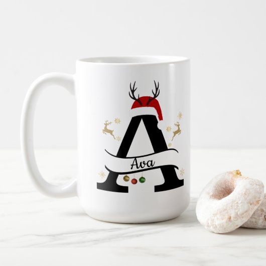 Weihnachtsbrief A Initial – Festliches Urlaubsdesi Kaffeetasse (Mit Donut)