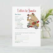 Weihnachtsbrief an den Weihnachtsmann-Bären Vorlag Einladung (Stehend Vorderseite)