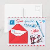 Weihnachtsbrief an den Weihnachtsmann Postkarte (Vorne/Hinten)