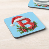 🎄 Weihnachtsbrief B Monogramm Geschenk für Home B Getränkeuntersetzer (Linke Seite)