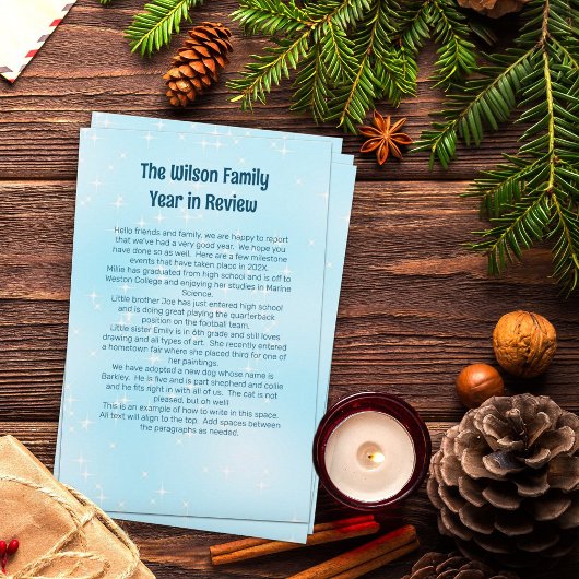 Weihnachtsbrief Blaue Twinkling-Sterne Briefpapier