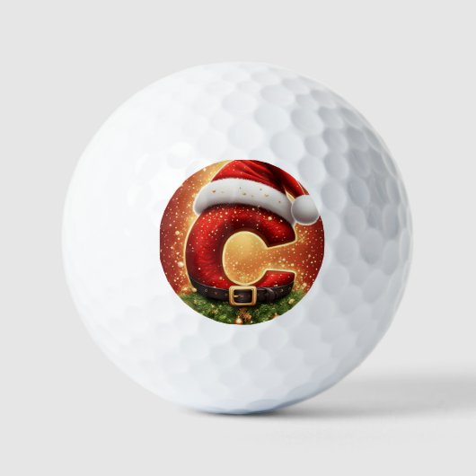 Weihnachtsbrief C Monogramm Festdekoration Golfball (Vorderseite)