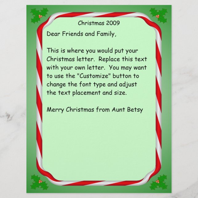 Weihnachtsbrief Candy Cane Border (Vorderseite)