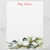 Weihnachtsbrief Chickadee Birds Nature Briefbogen (Vorderseite)