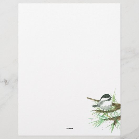 Weihnachtsbrief Chickadee Birds Nature Briefbogen (Rückseite)