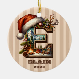 Weihnachtsbrief E mit Winterlandschaft Keramik Ornament