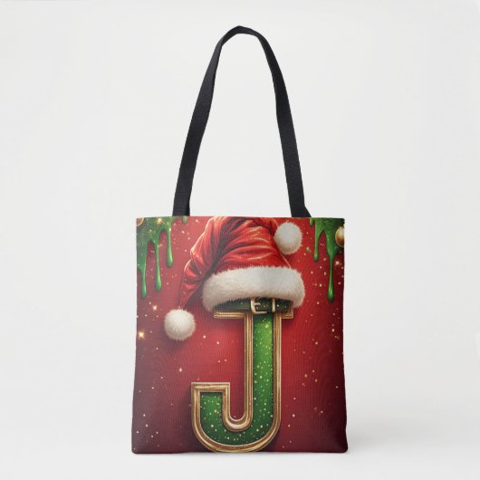 Weihnachtsbrief J mit immergrünem Festkranz 🎅 Tasche (Vorderseite)