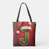 Weihnachtsbrief J mit immergrünem Festkranz 🎅 Tasche (Rückseite)