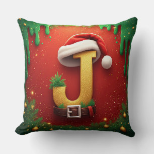Weihnachtsbrief J mit Weihnachtsmonogramm 🎅 Kissen