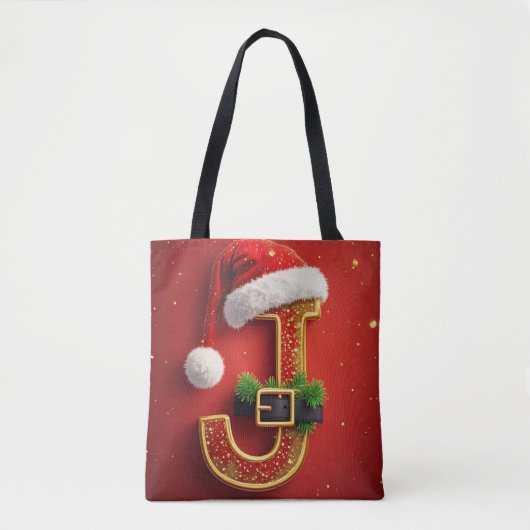 Weihnachtsbrief J Monogramm Festkranz 🎅 Tasche (Vorderseite)