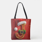 Weihnachtsbrief J Monogramm Festkranz 🎅 Tasche (Rückseite)