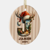 Weihnachtsbrief J Rustic Winter Camp Keramik Ornament (Rechts)