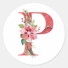Weihnachtsbrief P Runder Aufkleber