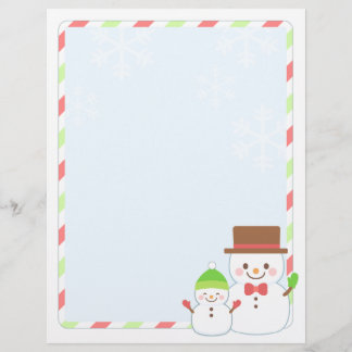 Weihnachtsbrief Papier - Lächelnder Schneemann