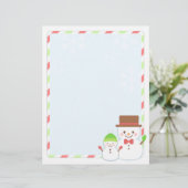 Weihnachtsbrief Papier - Lächelnder Schneemann (Stehend Vorderseite)