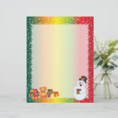 Weihnachtsbrief Papier - Lächelnder Schneemann (Stehend Vorderseite)