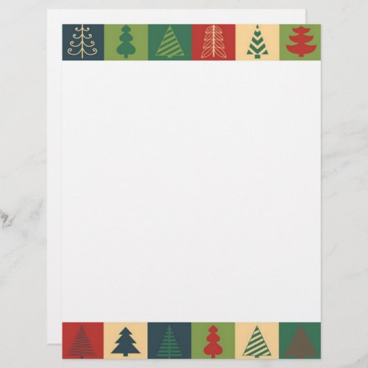 Weihnachtsbrief Papier Weihnachtsbaumen (Vorne/Hinten)