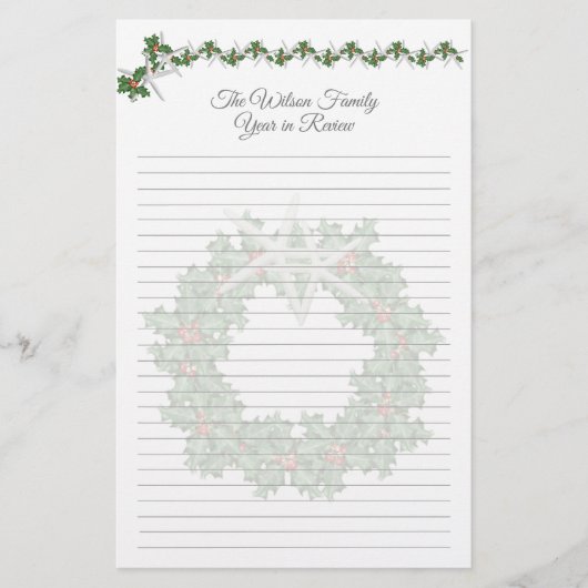 Weihnachtsbrief Starfish Holly Liner Papier (Vorderseite)