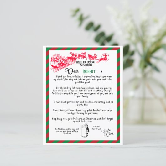 Weihnachtsbrief vom Weihnachtsmann (Stehend Vorderseite)