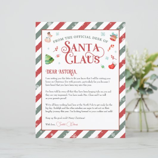 Weihnachtsbrief vom Weihnachtsmann Personalisiert (Stehend Vorderseite)