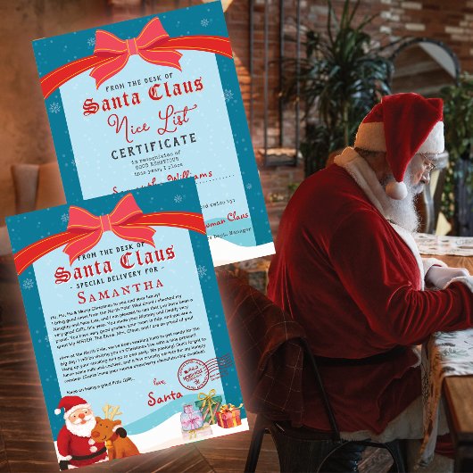 Weihnachtsbrief von Santa Nice List Urkunde