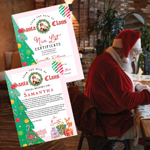 Weihnachtsbrief von Santa Nice List Urkunde