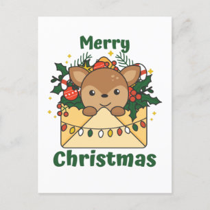Weihnachtsbrief Wintertiere Hirsche Feiertagspostkarte