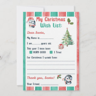 Weihnachtsbrief zum Thema Santa Penguin Einladung